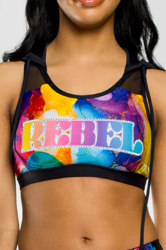Hooded Sports Bra in Color Pop Hoodie with Longline Fit Extended Stylish