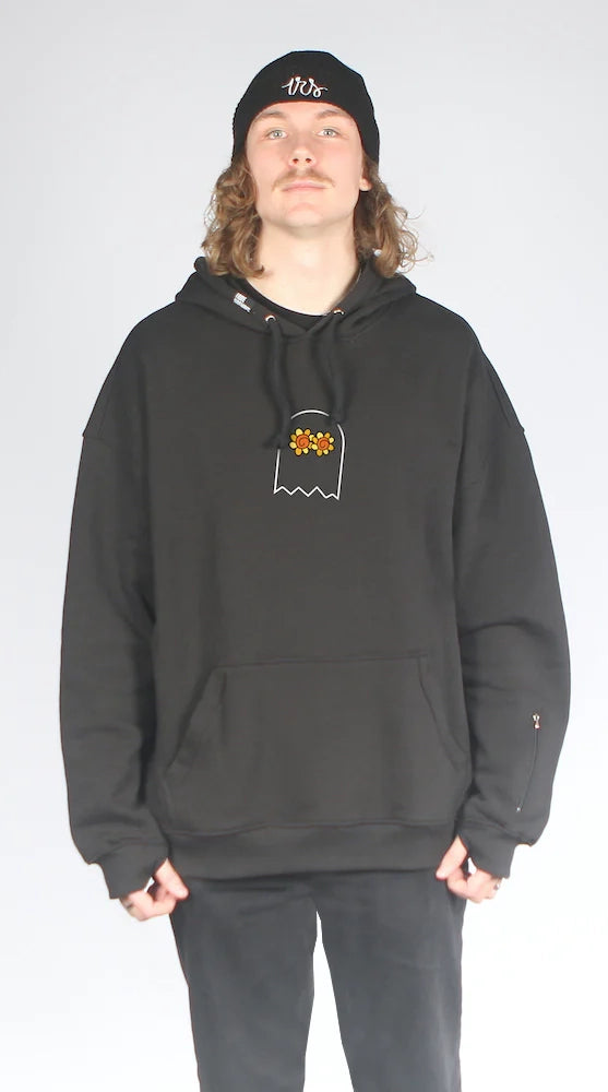 I Ride Sideways DWR Oversized Fit Hoodie Layers Black Hoodie with Tie-Dye Psychedelic Retro