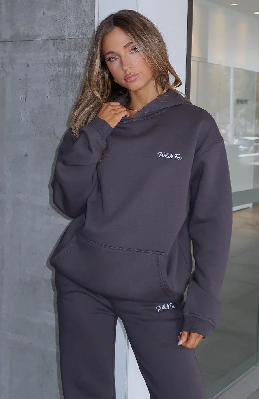 Match Your Words Oversized Hoodie Charcoal Hoodie with Cropped Fit Short Trendy