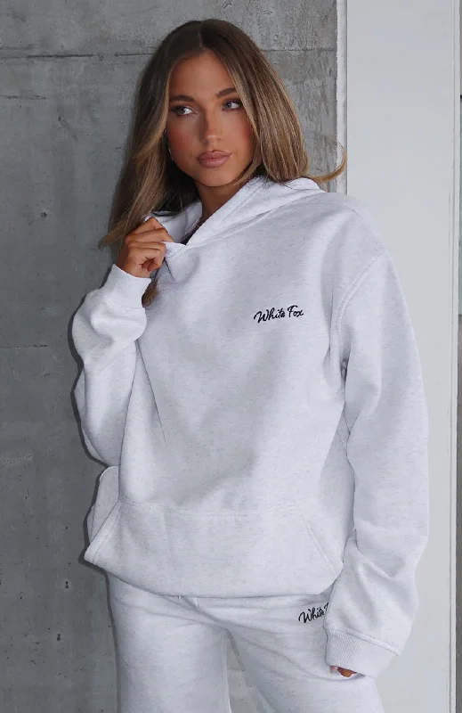 Match Your Words Oversized Hoodie Grey Marle Hoodie with Monochrome Minimalist Simple