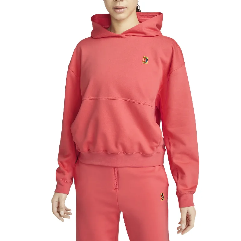 Nike Court Fleece Heritage Hoodie (Women's) - Sea Coral Hoodie with Elastic Cuffs Stretchable Comfortable
