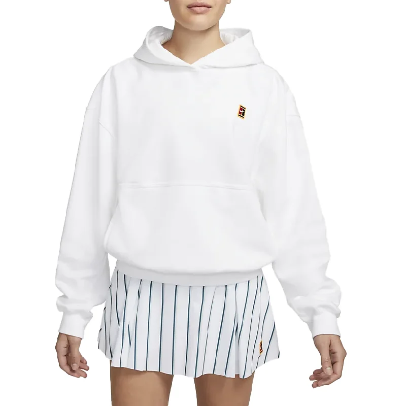 Nike Court Fleece Heritage Hoodie (Women's) - White Hoodie with Puffed Sleeves Voluminous Trendy