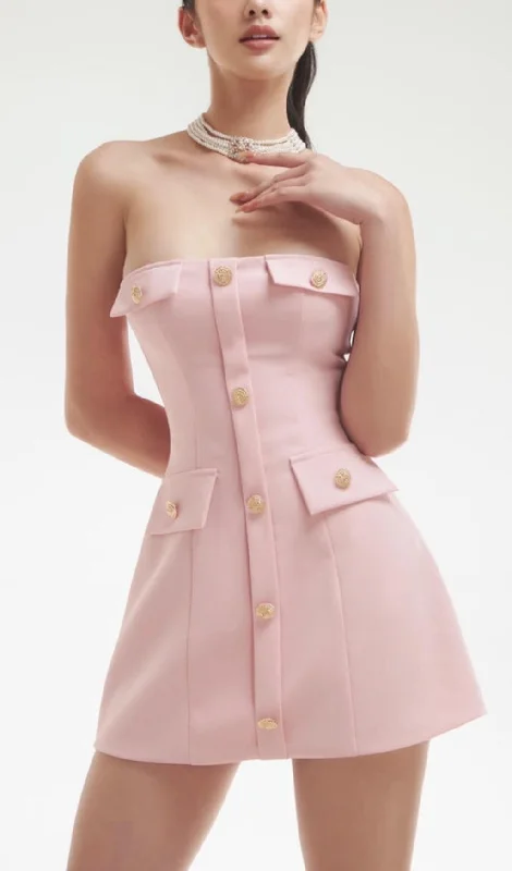 PINK STRAPLESS MINI DRESS Trendy Bodycon Mini Dress