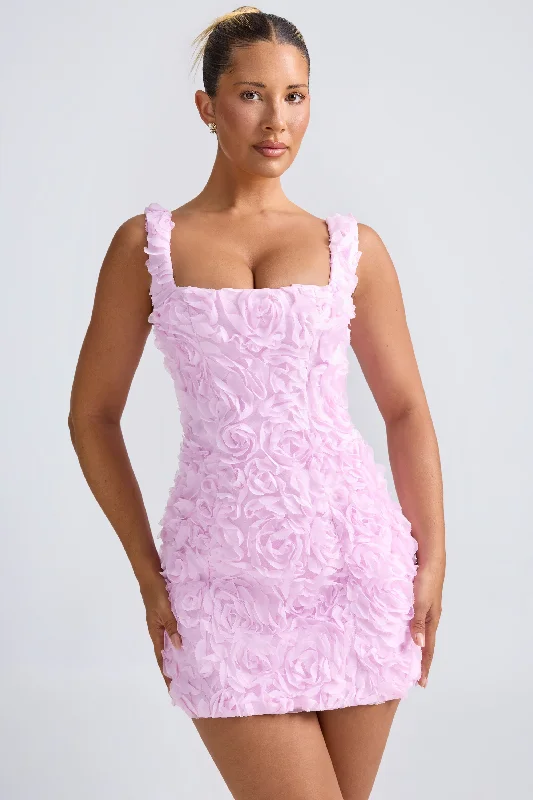 Floral-Appliqué Corset Mini Dress in Lilac Stylish Plaid Mini Dress