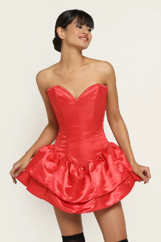 Red Heart Corset Mini Dress Stylish Floral Print Mini Dress