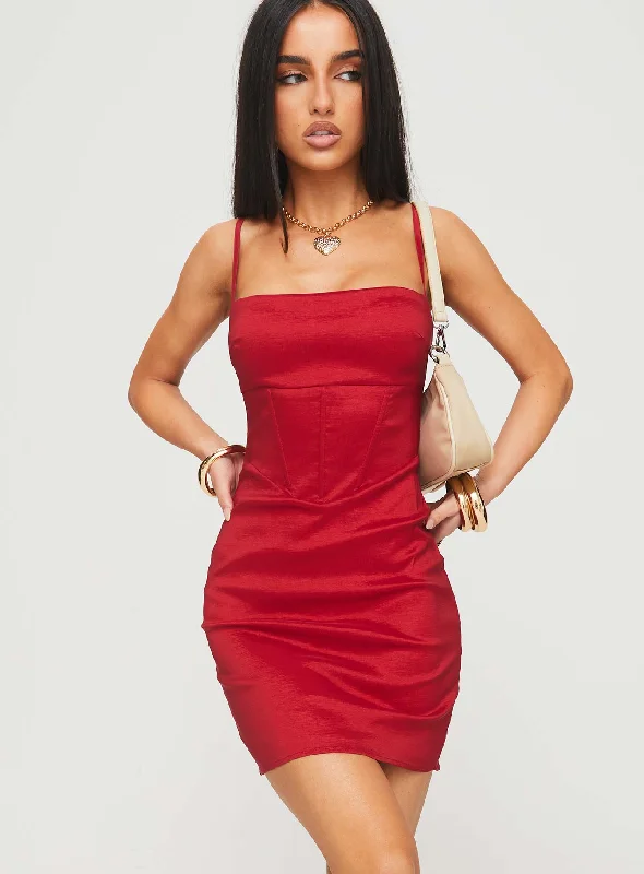 Warrander Mini Dress Red Fashionable Lace Mini Dress