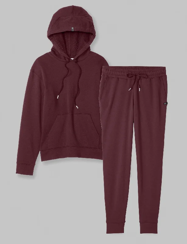 Women's French Terry Hoodie & Jogger Set Hoodie with Slit Hem Functional Movement