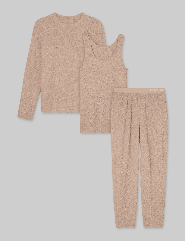 Women's Plush Tank, Sweatshirt & Jogger Set Hoodie with Oversized Fit Loose Comfortable Women's Plush Tank, Sweatshirt & Jogger Set Hoodie with Oversized Fit Loose Comfortable
