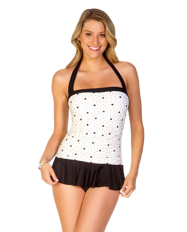 Eco Swim Space Dot Halter Swimdress Reversible Bikini Set