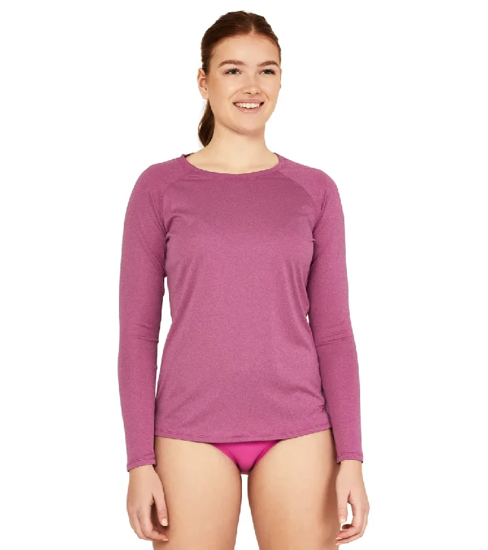 Speedo Women's Heather Long Sleeve Swim Tee Festival Fuchsia Adjustable Strap Swimsuit Speedo Women's Heather Long Sleeve Swim Tee Festival Fuchsia Adjustable Strap Swimsuit