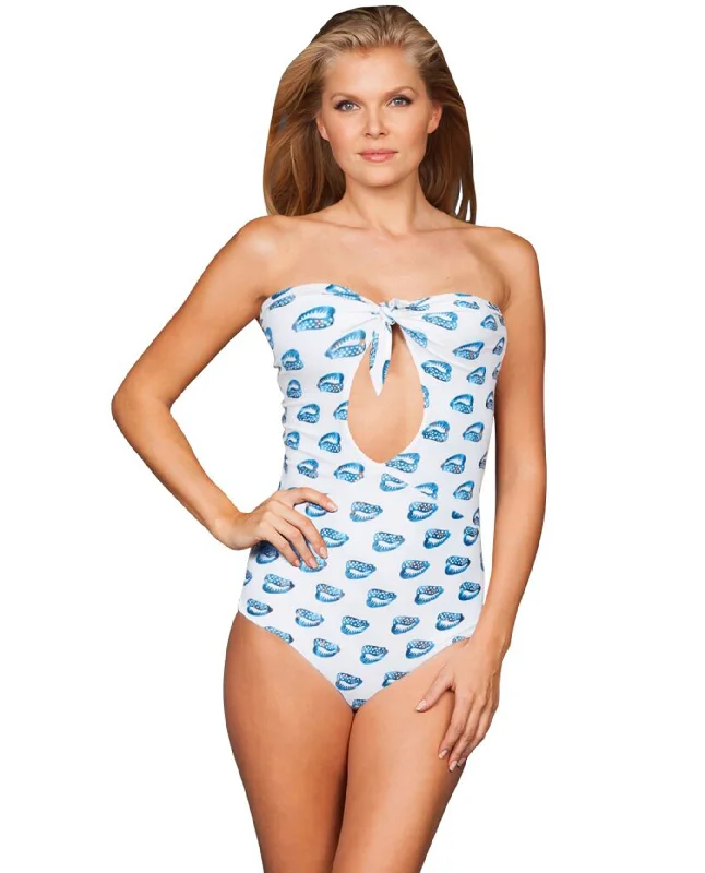Stone Fox Swim Conch Shell Chai Tie Front One Piece Swimsuit Bold Swimsuit Design