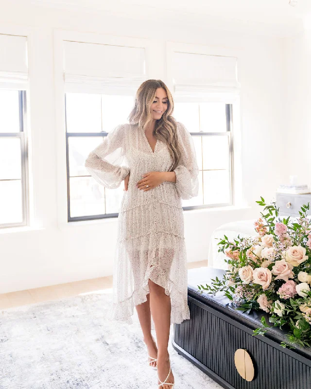 Azalea Floral High Low Ruffle Maxi Dress Cozy Knit Maxi Dress