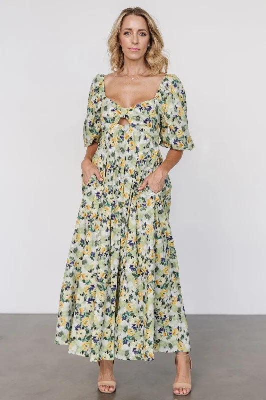 Brielle Maxi Dress | Green Floral Chic Summer Maxi Dress