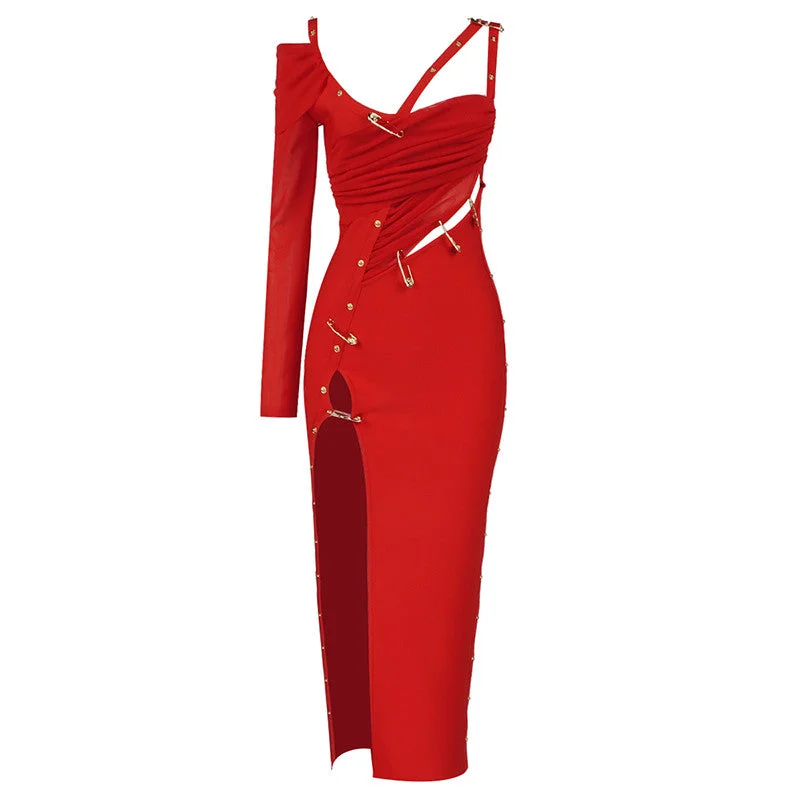 C2435 Hot Selling Red One Shoulder Cutout Slit Stylish Long Maxi Dress Women Clothing ladies maxi dresses Stylish Empire Waist Maxi Dress C2435 Hot Selling Red One Shoulder Cutout Slit Stylish Long Maxi Dress Women Clothing ladies maxi dresses Stylish Empire Waist Maxi Dress
