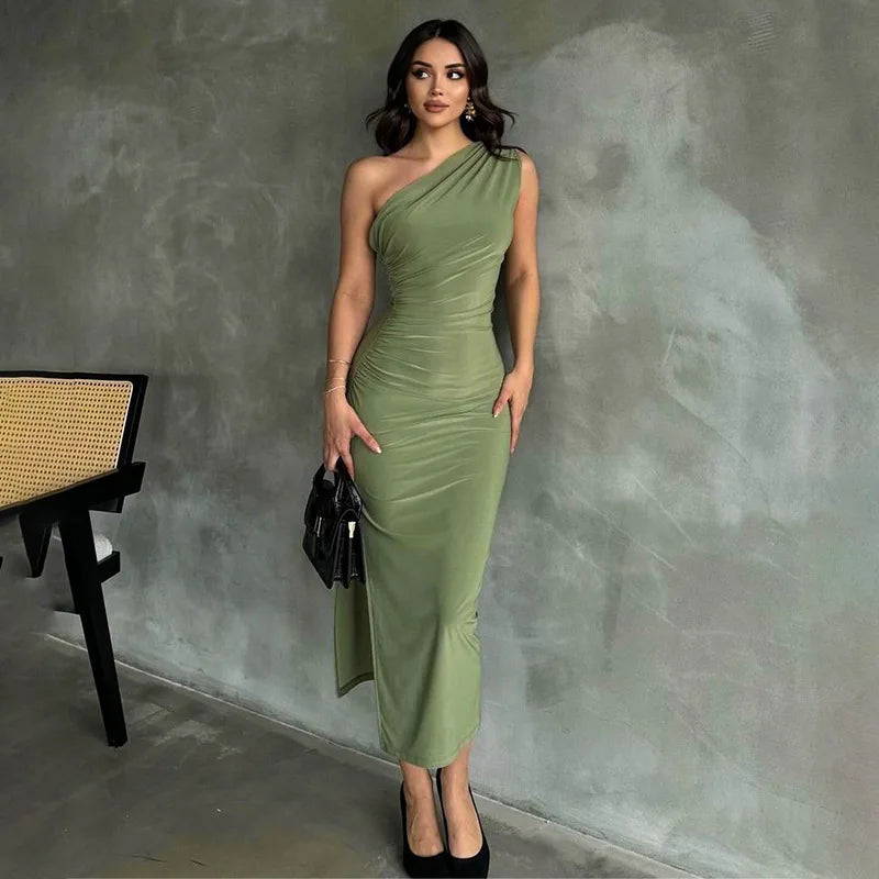 One Shoulder Summer Elegant Sexy Sleeveless Ruched Charming Stylish Maxi Dress Elegant Tiered Maxi Dress One Shoulder Summer Elegant Sexy Sleeveless Ruched Charming Stylish Maxi Dress Elegant Tiered Maxi Dress