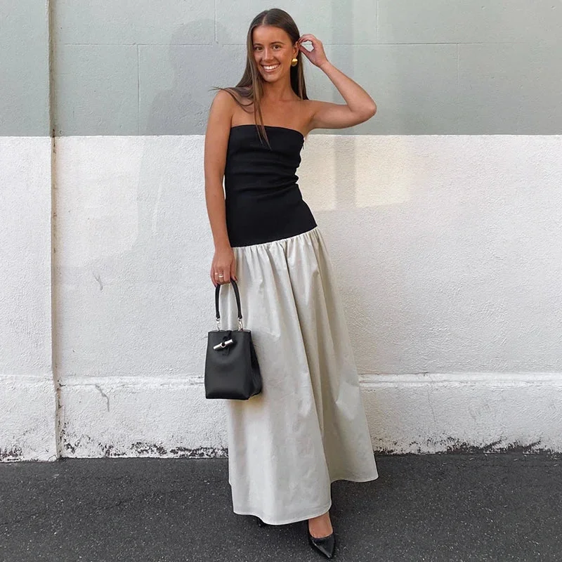 Patchwork Colorful Summer-ready Chic Casual Backless Sensational Maxi Dress Chic Off-Shoulder Maxi Dress Patchwork Colorful Summer-ready Chic Casual Backless Sensational Maxi Dress Chic Off-Shoulder Maxi Dress