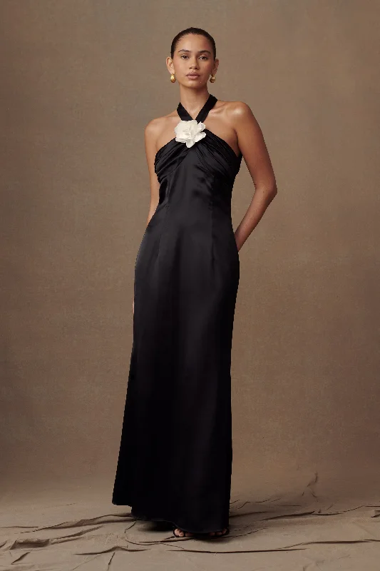 Dylan Rose Halter Maxi Dress - Black Elegant Sleeveless Maxi Dress
