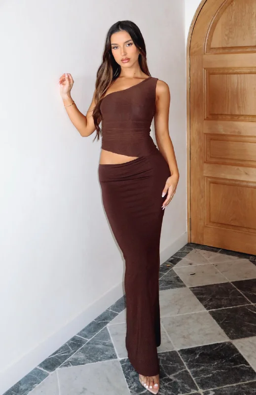 Give Me The Chance Maxi Dress Chocolate Stylish Longline Maxi Dress