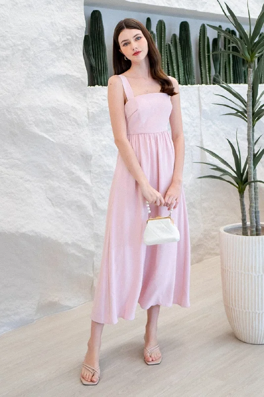 LOHAN TIE-BACK MAXI DRESS IN PINK Stylish Longline Maxi Dress