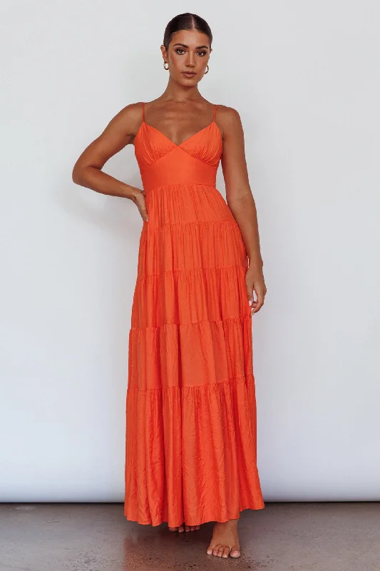 Main Attraction Cami Strap Maxi Dress Tangerine Chic Off-Shoulder Maxi Dress