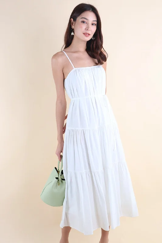 MILAN TIER MAXI DRESS IN WHITE Cozy Knit Maxi Dress