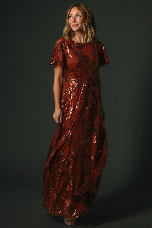 Muse Sequin Maxi Dress | Cinnamon Classic A-Line Maxi Dress