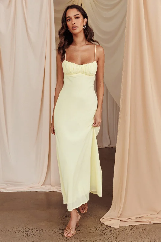 Nerida Twist Back Maxi Dress Lemon Comfortable Casual Maxi Dress