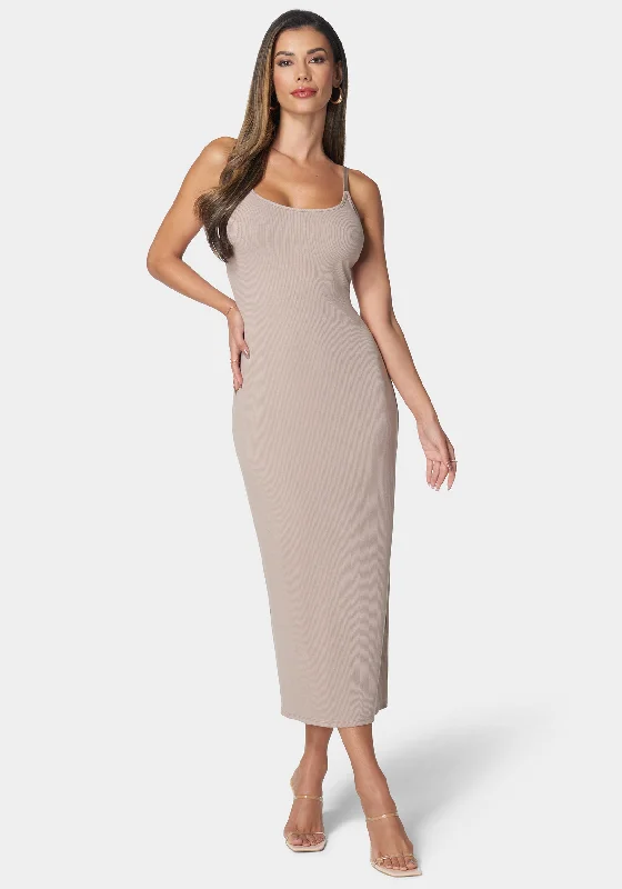 Rib Tank Maxi Dress Elegant Maxi Dress with Belt
