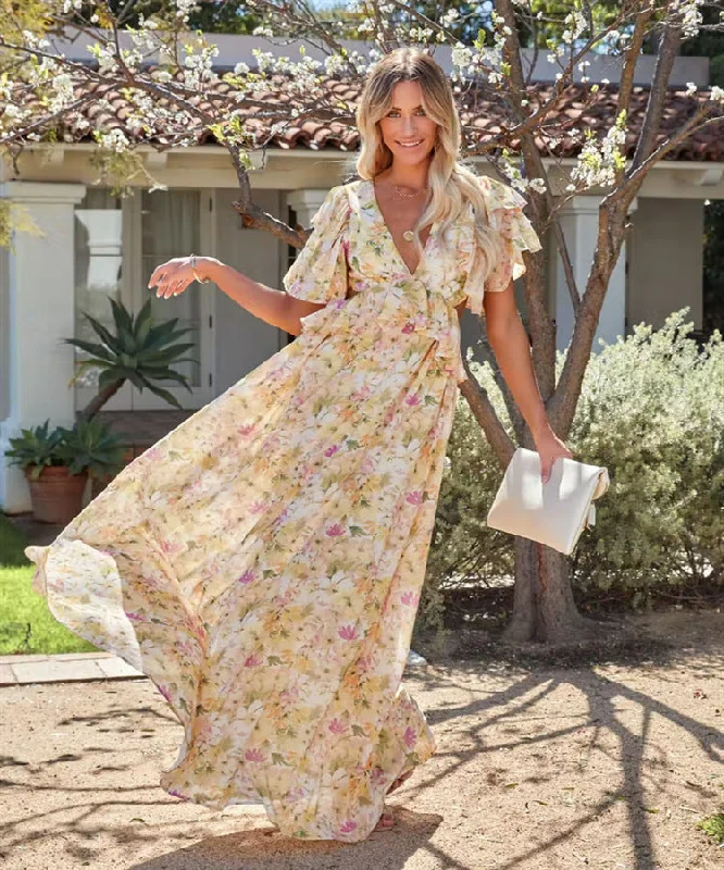 Spring Fling Floral Ruffle Tiered Maxi Dress Trendy Printed Maxi Dress