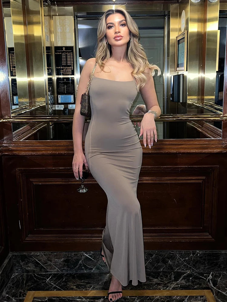 Straps Camisole Maxi Dress Women Summer Sleeveless Slim Trumpet Maxi Dress Fashionable Layered Maxi Dress Straps Camisole Maxi Dress Women Summer Sleeveless Slim Trumpet Maxi Dress Fashionable Layered Maxi Dress