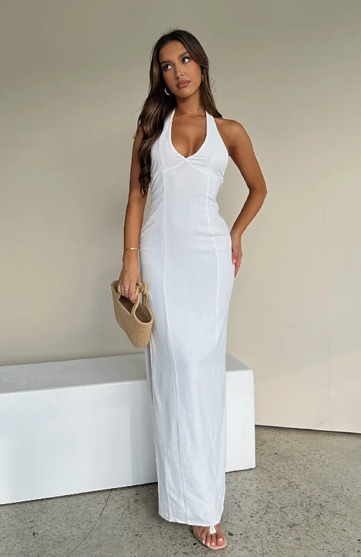 Sun Kissed Glow Maxi Dress White Stylish Long Sleeve Maxi Dress