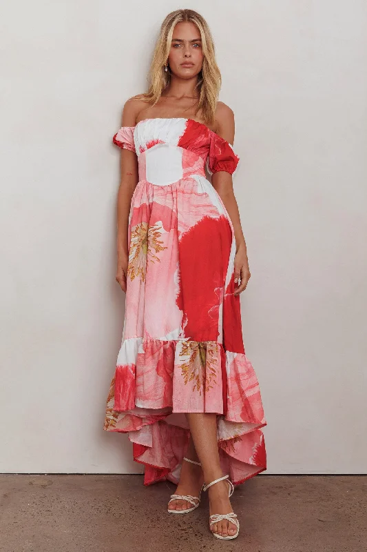 Sunday Mornings Ruched Bust Maxi Dress Floral Blush Comfortable Maxi Dress with Slits Sunday Mornings Ruched Bust Maxi Dress Floral Blush Comfortable Maxi Dress with Slits