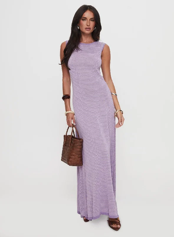 Tavison Maxi Dress Purple Classic Solid Maxi Dress