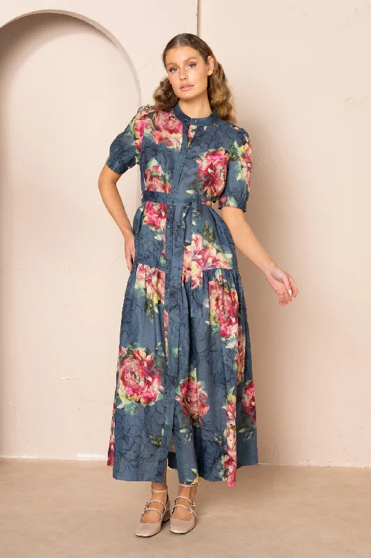 Belle Puff Sleeve Maxi Dress Cozy Ribbed Maxi Dress