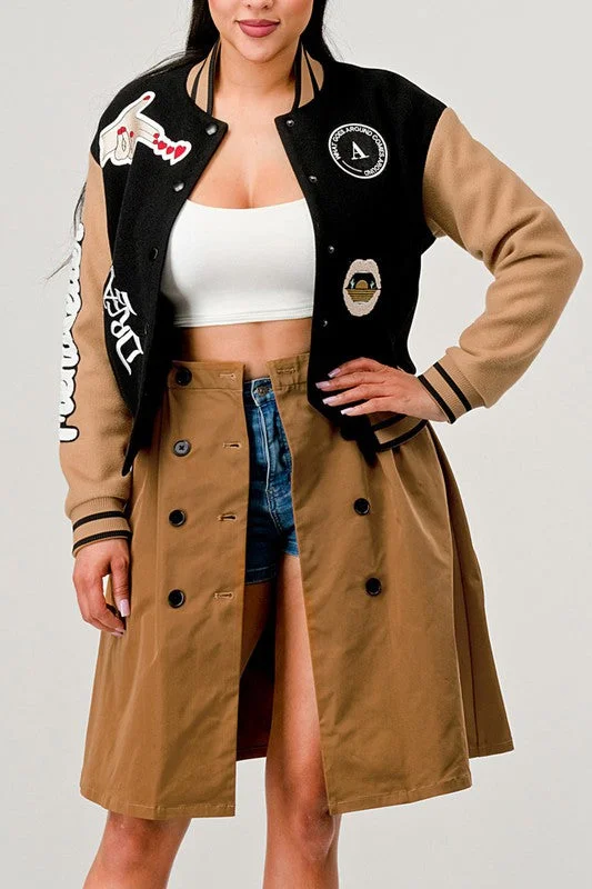 Athina Black Queen letterman Jacket Elasticated Jacket Padded Jacket Insulated Jacket Athina Black Queen letterman Jacket Elasticated Jacket Padded Jacket Insulated Jacket