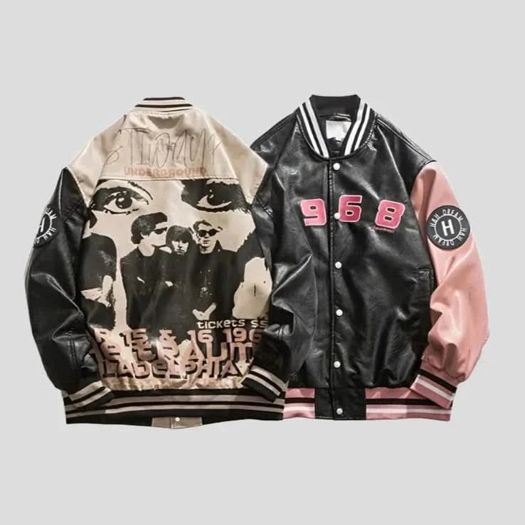 Embroidered PU Leather Baseball Jacket Print Jacket Jacquard Jacket Embroidered Jacket Embroidered PU Leather Baseball Jacket Print Jacket Jacquard Jacket Embroidered Jacket
