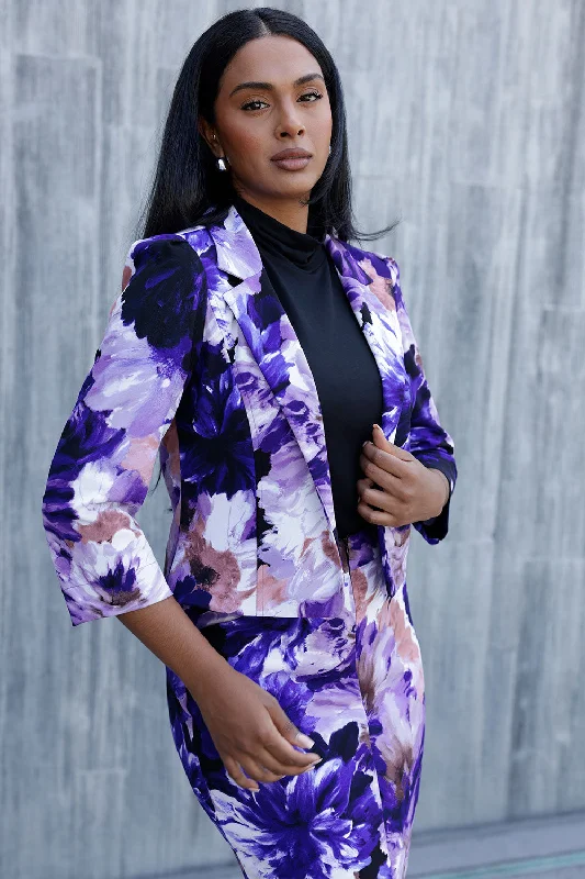 Benni Jacket in Jacaranda Print Jacket Jacquard Jacket Embroidered Jacket