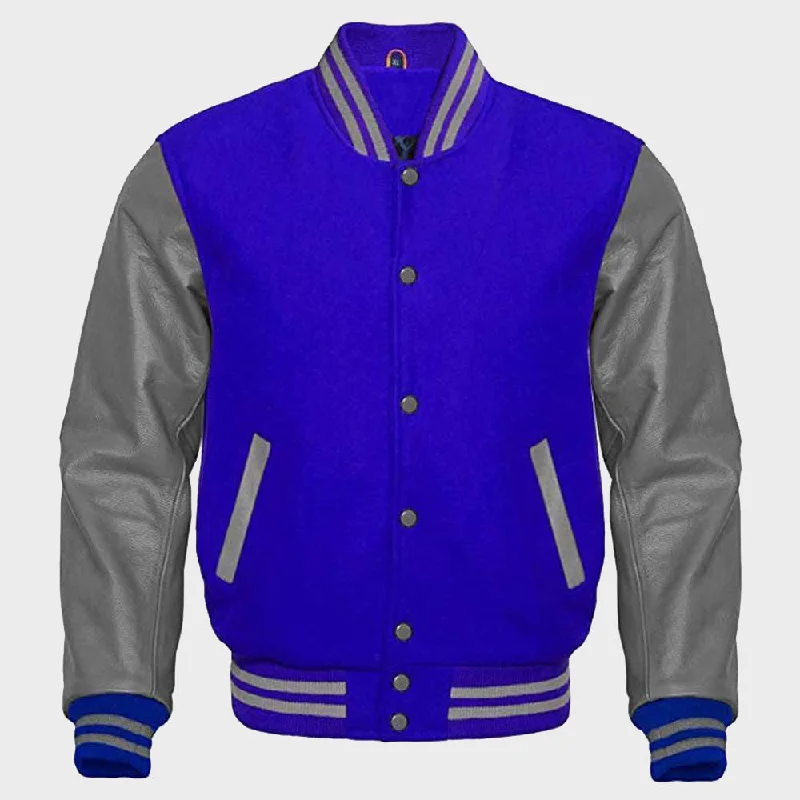 Blue Varsity Jacket For Womens Zip Front Button Front Snap Front