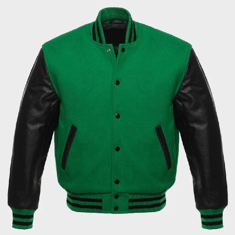 Green Varsity Jacket Womens Insulated Jacket Fitted Jacket Loose Jacket