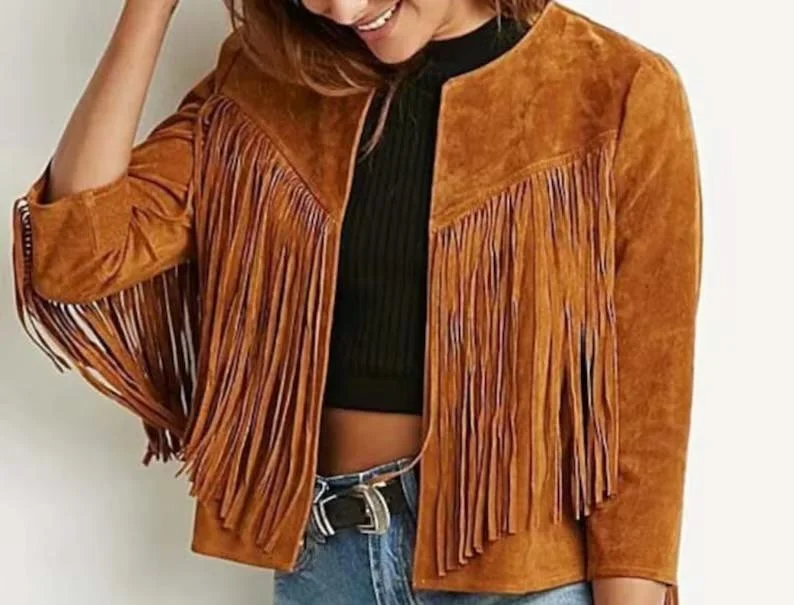 Handmade Fringe Suede Women's Jacket, Fringe Western Vintage Jacket Ladies Leather Jacket, Genuine Suede Leather, Western Jacket, Gifts Tailored Jacket Straight Jacket A-Line Jacket Handmade Fringe Suede Women's Jacket, Fringe Western Vintage Jacket Ladies Leather Jacket, Genuine Suede Leather, Western Jacket, Gifts Tailored Jacket Straight Jacket A-Line Jacket