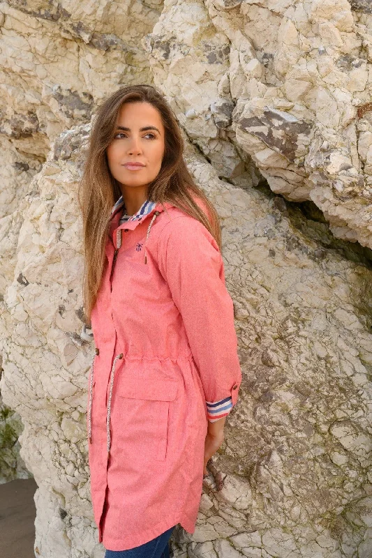 Lighthouse Alice 3/4 Lightweight Waterproof Jacket-CORAL Wool Fabric Cashmere Fabric Tweed Fabric Lighthouse Alice 3/4 Lightweight Waterproof Jacket-CORAL Wool Fabric Cashmere Fabric Tweed Fabric