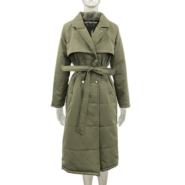 Long Down Collar Parkas Women Coat Tie Belt Jackets Ladies Appliqued Jacket Beaded Jacket Sequined Jacket Long Down Collar Parkas Women Coat Tie Belt Jackets Ladies Appliqued Jacket Beaded Jacket Sequined Jacket