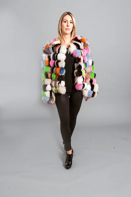 Rainbow Fox Fur Jacket Faux Fur Fabric Real Fur Fabric Shearling Fabric