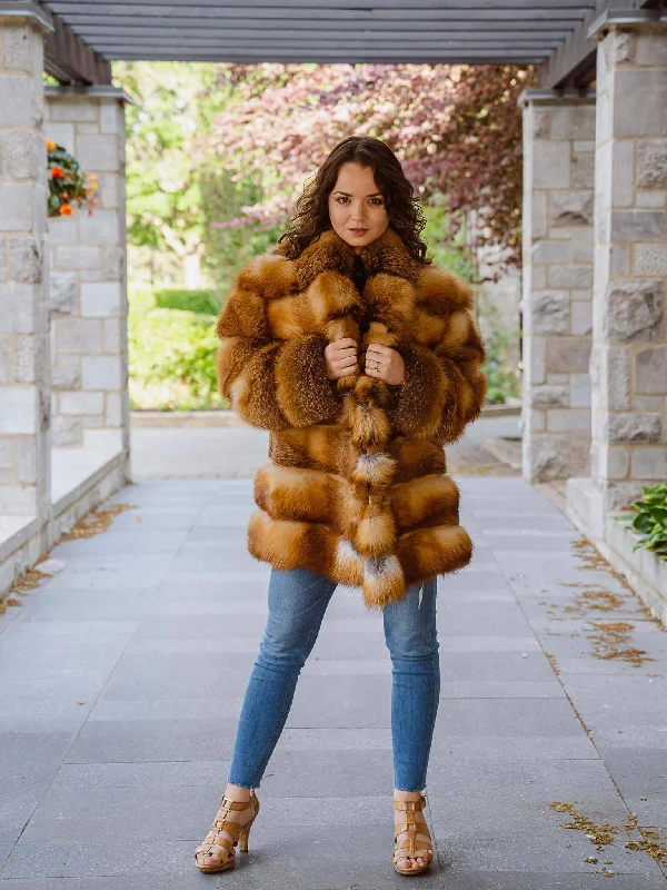 Red Fox Jacket BY ORDER ONLY Denim Fabric Leather Fabric Suede Fabric