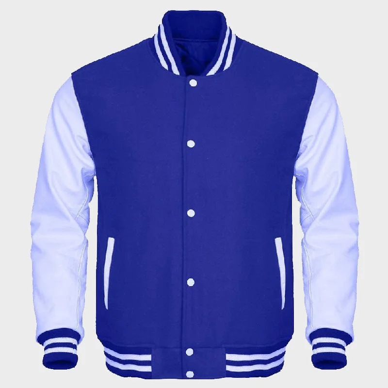 Royal Blue Varsity Jacket Womens Hooded Jacket Caped Jacket Shawl Collar Jacket