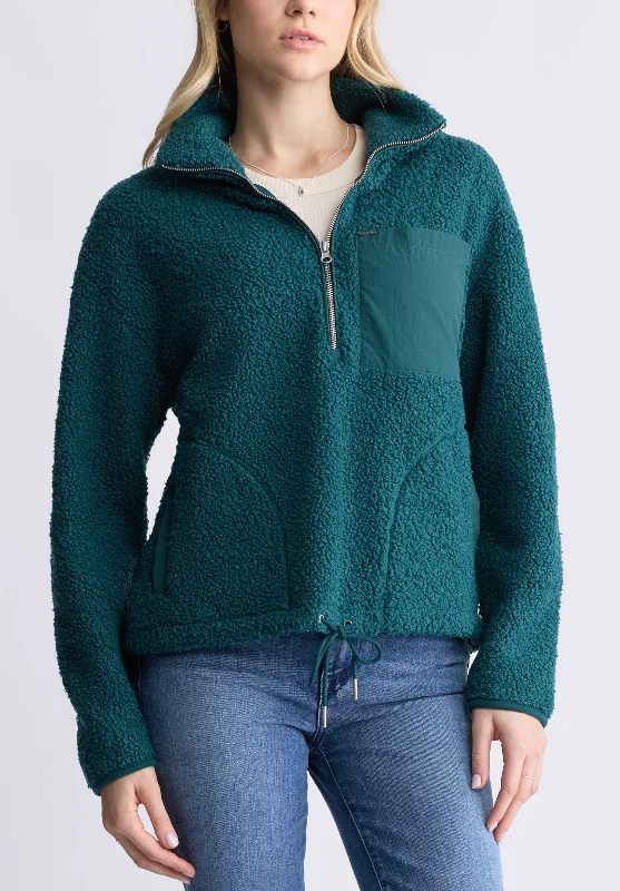 Sena Women's Sherpa Jacket with Chest Pocket, Dark Sea - JK0036F Oversized Jacket Tailored Jacket Straight Jacket Sena Women's Sherpa Jacket with Chest Pocket, Dark Sea - JK0036F Oversized Jacket Tailored Jacket Straight Jacket