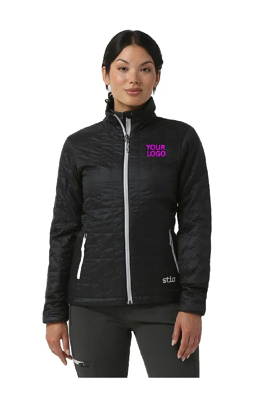 STIO Women's Azura Jacket, Boundary Black Zippered Front Buttoned Front Snap Front