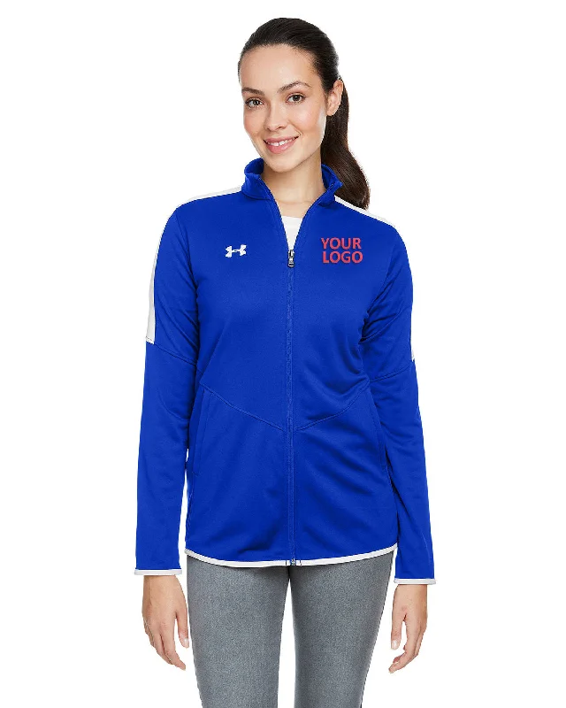 Under Armour Ladies Rival Knit Branded Jackets, Royal Welt Pockets Slit Pockets Flap Pockets Under Armour Ladies Rival Knit Branded Jackets, Royal Welt Pockets Slit Pockets Flap Pockets
