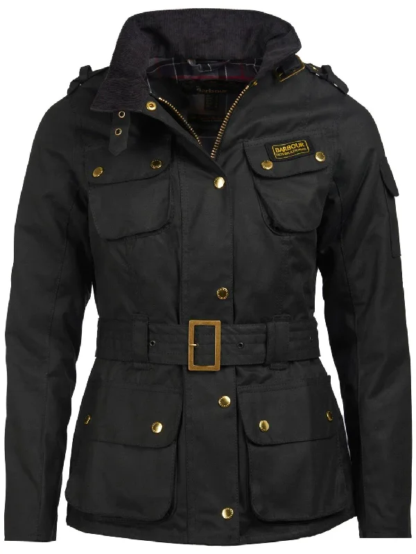 Women's Barbour International Wax Jacket Bomber Jacket Anorak Windbreaker