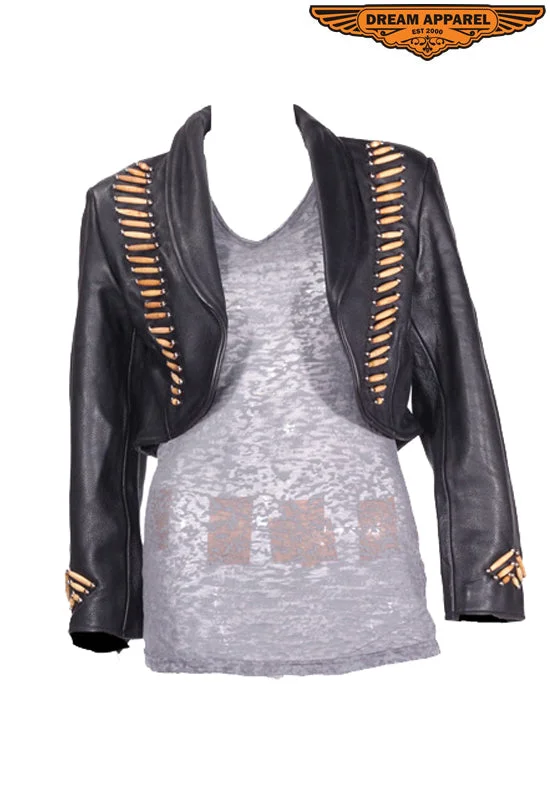 Womens Bolero Jacket With Bones & Studs Tiered Jacket Buttoned Jacket Zippered Jacket Womens Bolero Jacket With Bones & Studs Tiered Jacket Buttoned Jacket Zippered Jacket
